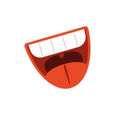 cartoon mouth laughing, flat style icon