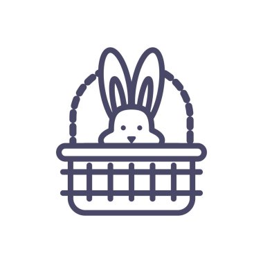 Sevimli tavşan kafalı sepet, çizgi stili simge