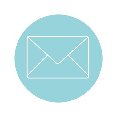 zarf simgesi mavi daire ve beyaz arkaplan üzerinde