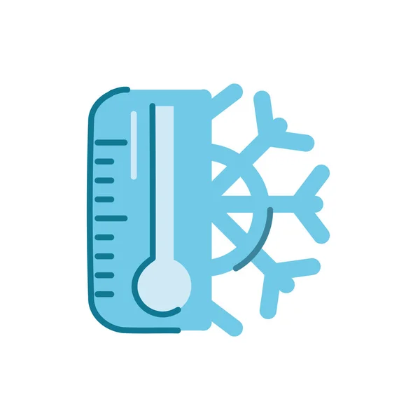 Temperatur termometer med snöflinga, platt stil ikon — Stock vektor