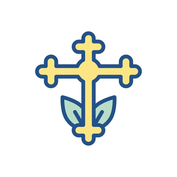 Catholic cross, line style icon — Stock Vector