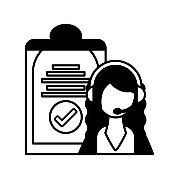 Woman operator with headphones, customer service — Stockový vektor