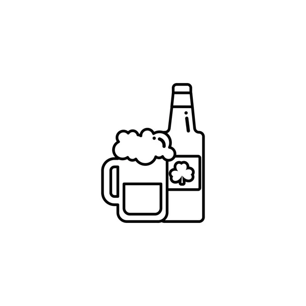 Glass of beer and bottle, flat style icon — ストックベクタ