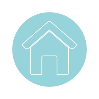 ev simgesi mavi daire üzerinde ve beyaz arkaplan