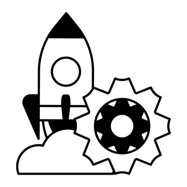 flying rocket on white background