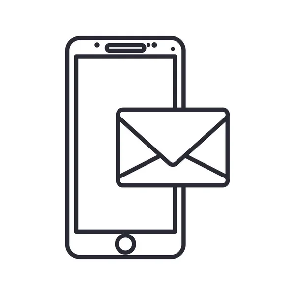 Akıllı telefon ve zarf simgesi, satır tasarımı — Stok Vektör