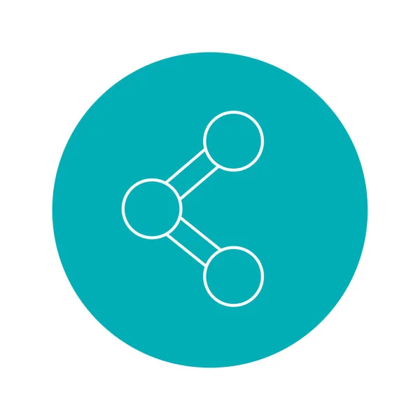 Compartir icono de símbolo sobre el círculo azul y fondo blanco — Vector de stock