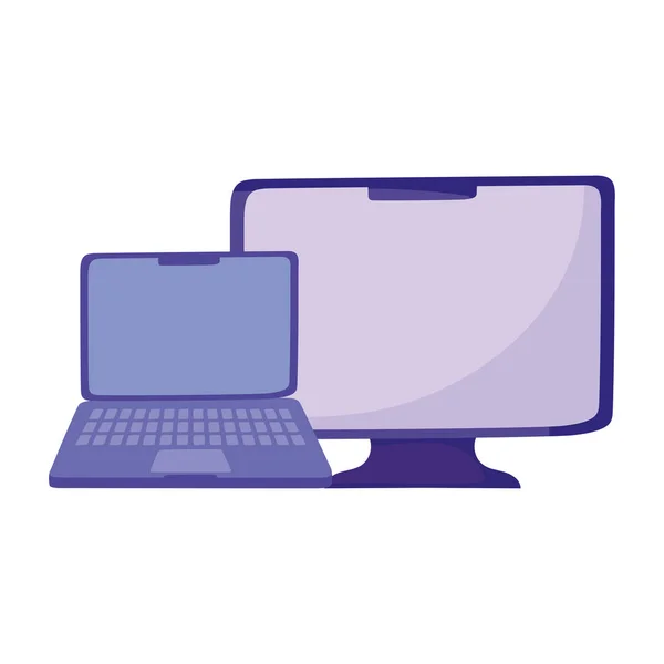 Laptop computer and desktop computer icon — Stockvektor