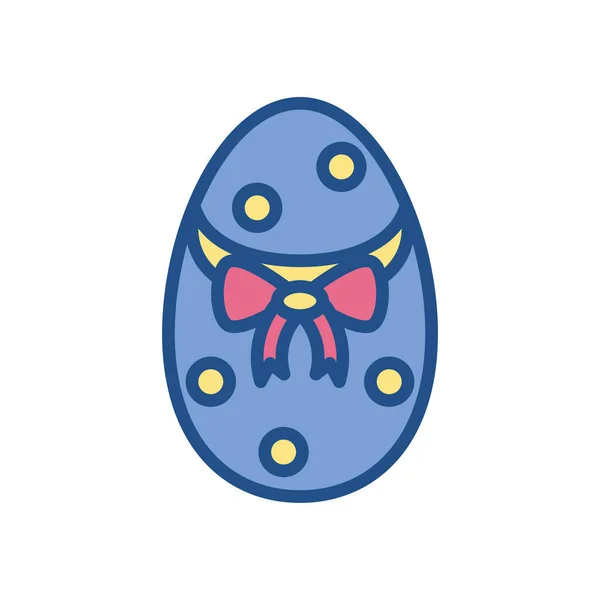 Oeuf de Pâques à pois jaunes, icône de style ligne — Image vectorielle