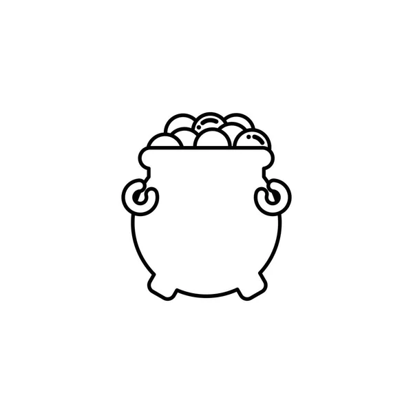 Calderone con monete, icona in stile piatto — Vettoriale Stock