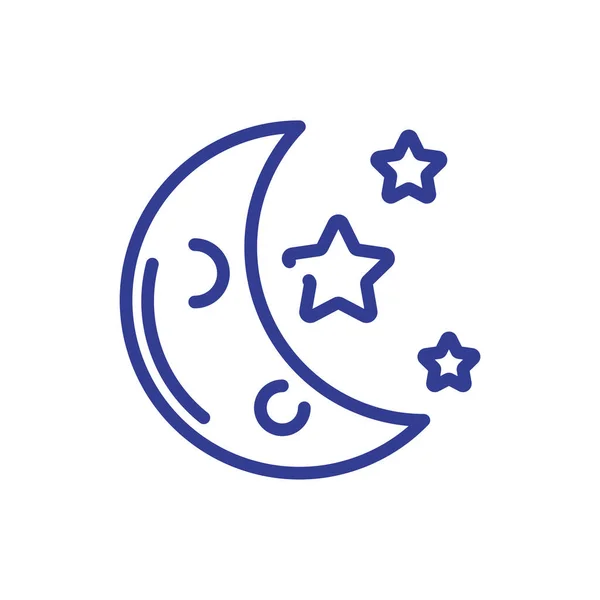 Luna y estrellas, icono de estilo de línea — Archivo Imágenes Vectoriales