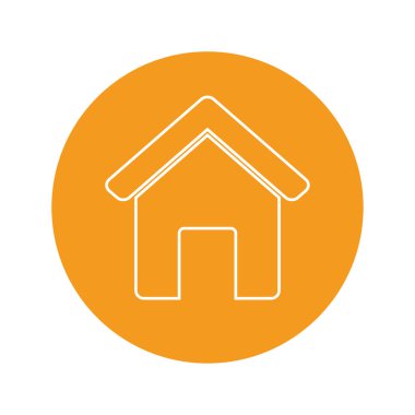 ev şekli simgesi turuncu daire üzerinde ve beyaz arkaplan