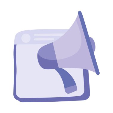 Web sayfası ve megafon simgesi, renkli tasarım