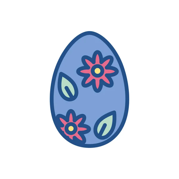 Icono de huevo de Pascua floral, colorido y diseño de estilo de línea — Archivo Imágenes Vectoriales