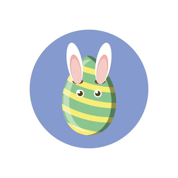 Пасхальное яйцо с кроличьими глазами и ушами, дизайн блока — стоковый вектор