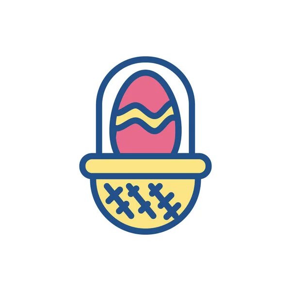 Basket with easter egg ,line style icon — Stock Vector