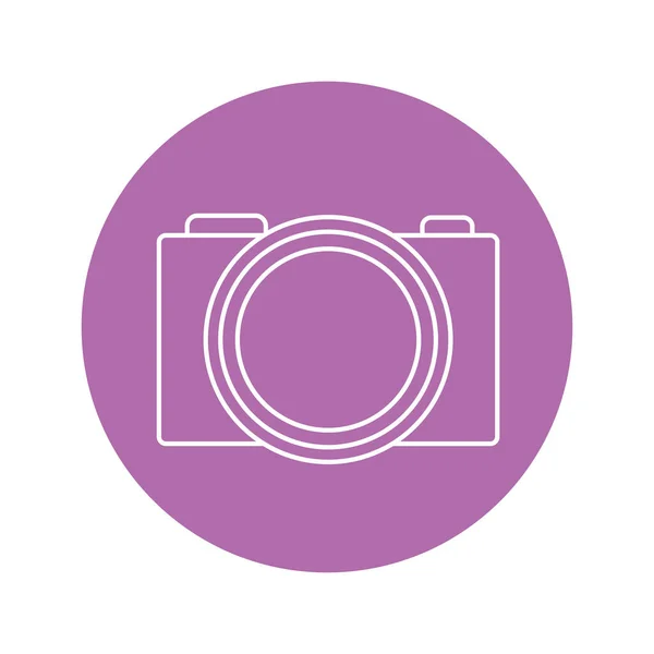 Icono de la cámara sobre el círculo púrpura y fondo blanco — Archivo Imágenes Vectoriales