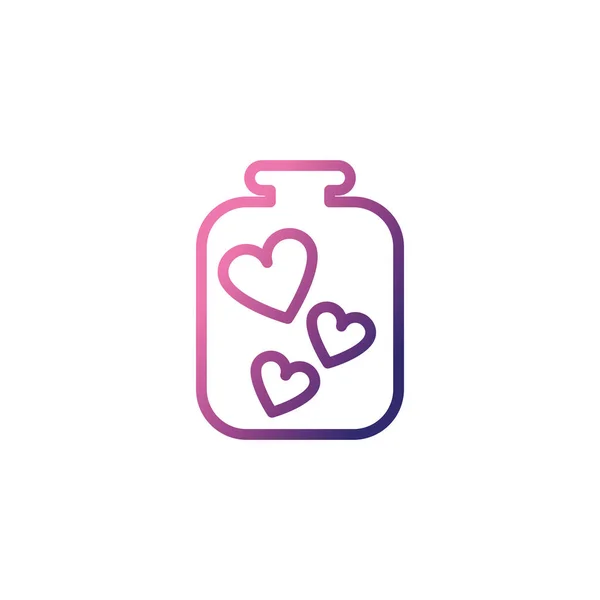 Botella con corazones, icono de estilo degradado — Vector de stock