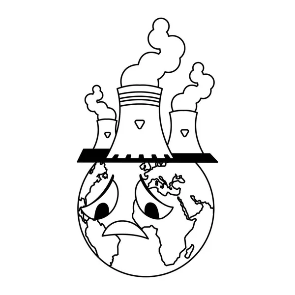 Planeta tierra enfermo por contaminación sobre fondo blanco — Vector de stock