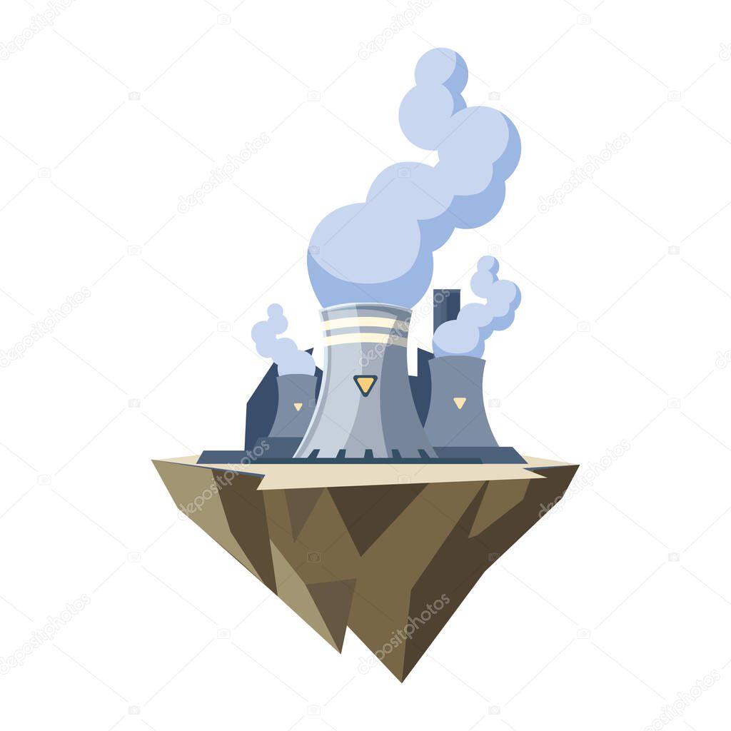 nuclear reactor over terrain over white background