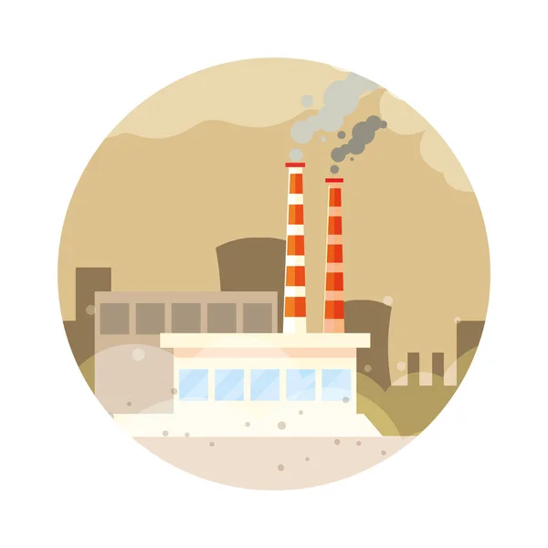 Factory with smoke clouds on white background — 스톡 벡터