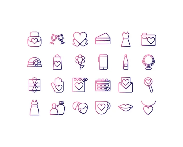 Set of icons women day,gradient style icon — Stock Vector