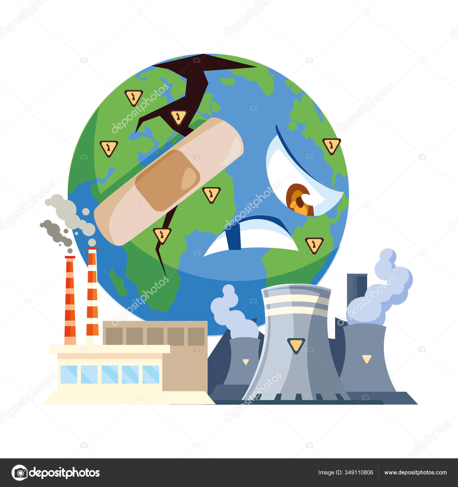 Planeta Tierra enferma de contaminación sobre fondo blanco ...