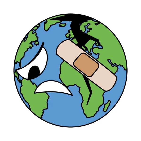 Planeta tierra enfermo por contaminación sobre fondo blanco — Vector de stock