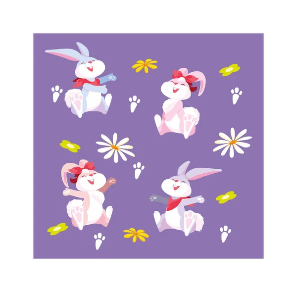 Mönster söt med kanin påsk — Stock vektor