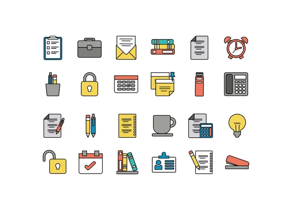 Conjunto de iconos de oficina, icono de estilo de línea — Archivo Imágenes Vectoriales