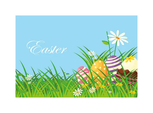 Yumurtalı Paskalya etiketi, tebrik kartı — Stok Vektör