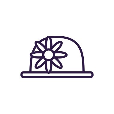 clown hat with flower, line style icon
