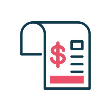 invoice document with money symbol, half color style