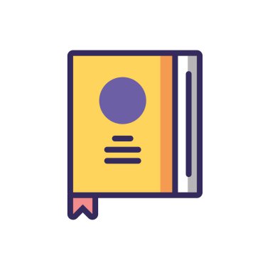 dictionary book icon, colorful line and fill style