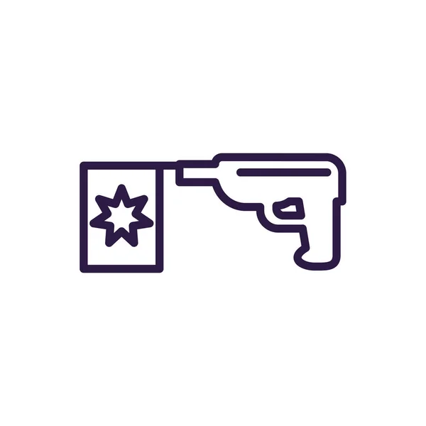 Gun with flag toy, line style icon — Stock vektor