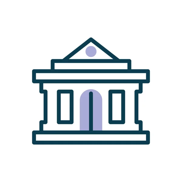 Bank building icon, half color style — ストックベクタ