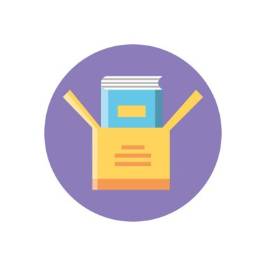 box with academic book, block style icon