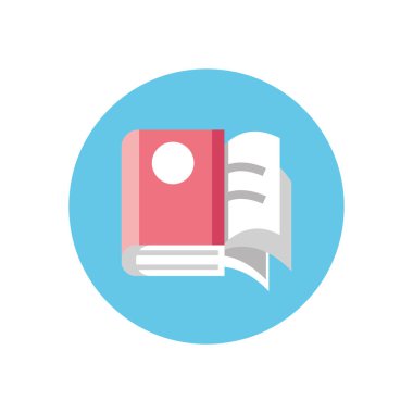 book with document pages, block style icon