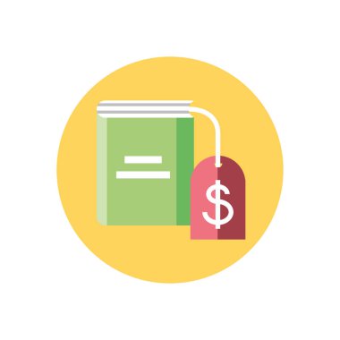 book with price tag, block style icon