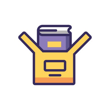 box with academic book, line and fill style icon