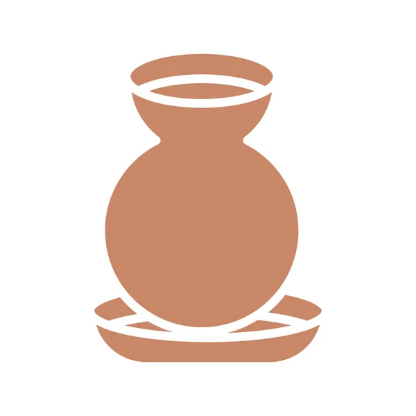 Clay water jar pot icon, silhouette style design — Vettoriale Stock