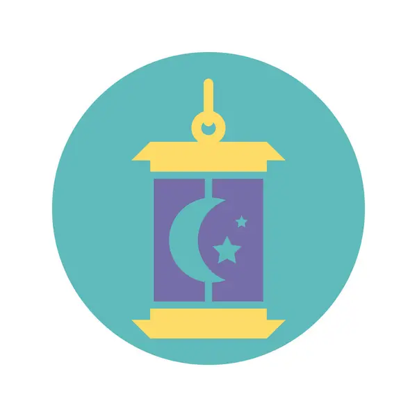 Decorative lantern with moon and stars design, block style design — стоковый вектор