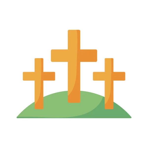 Religion three crosses flat style icon vector design — ストックベクタ