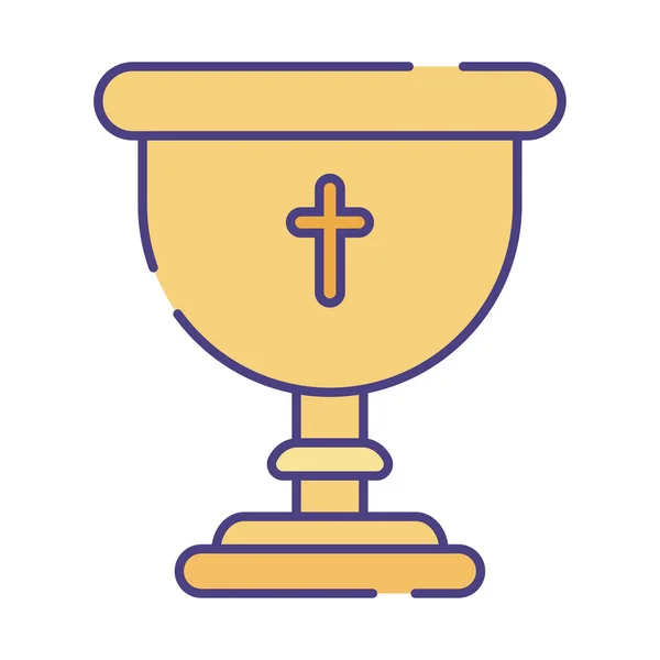 Religion cross inside cup flat style icon vector design — Vettoriale Stock