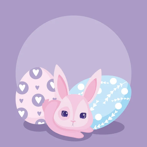 Yumurta vektör tasarımlı mutlu Paskalya tavşanı — Stok Vektör