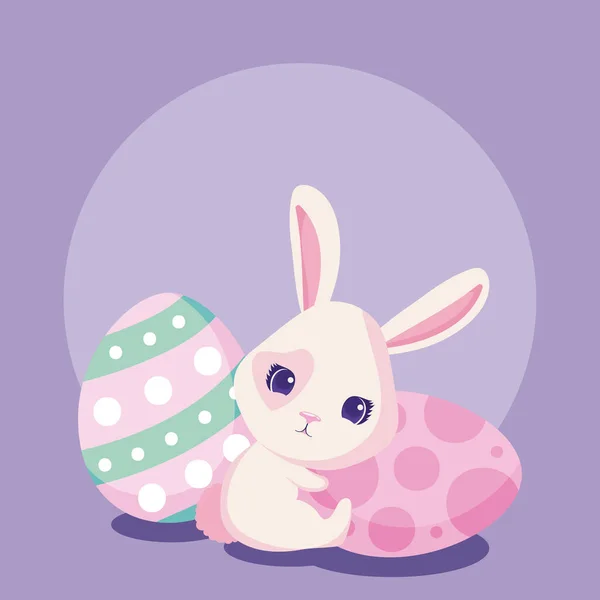 Happy easter rabbit with eggs vector design