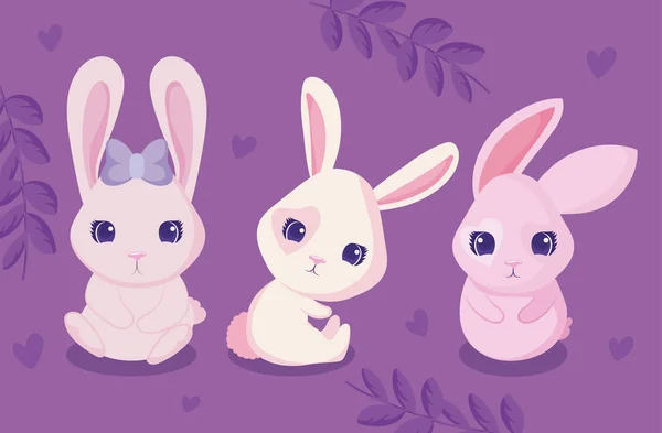 Happy easter rabbits vector design — 图库矢量图片