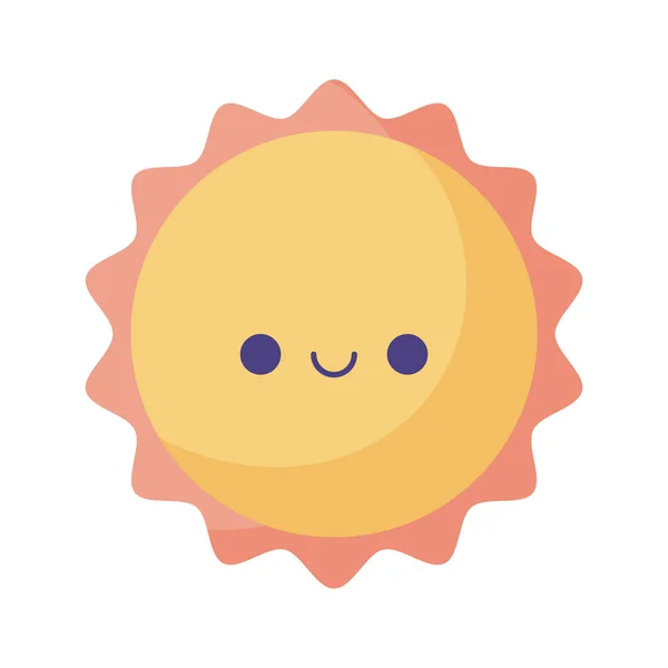 Kawaii sun cartoon flat style icon vector design — Stok Vektör