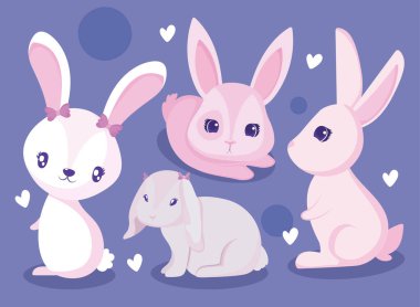 Happy easter rabbits vector design