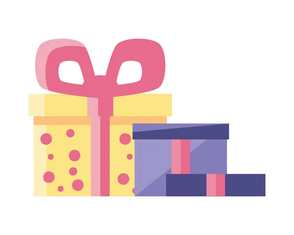 Gift boxes with decorative ribbon on white background — Stockvektor